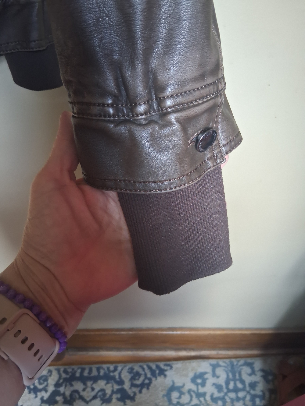 Made By Johnny Women's Brown Faux Leather Zip Jacket with Hood - Picture 4 of 9